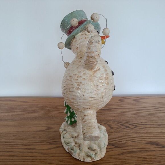 Dancing Snowman With Snowball Garland Shelf Sitter Winter Figurine Corncob Pipe - Picture 6 of 15
